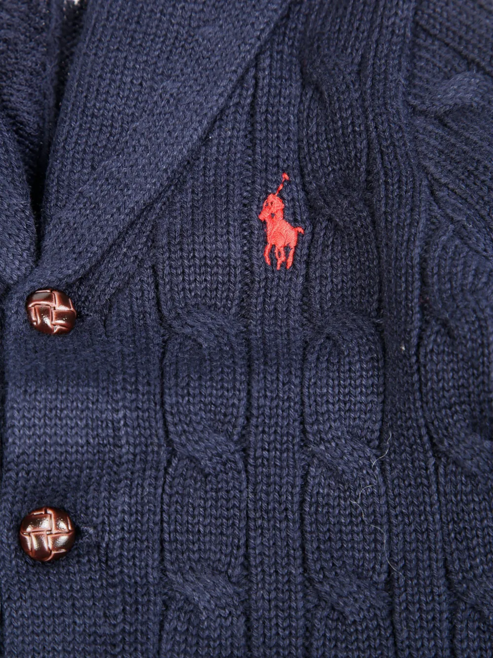 POLO RALPH LAUREN KIDS Kabelgebreid vest met sjaalkraag Blauw