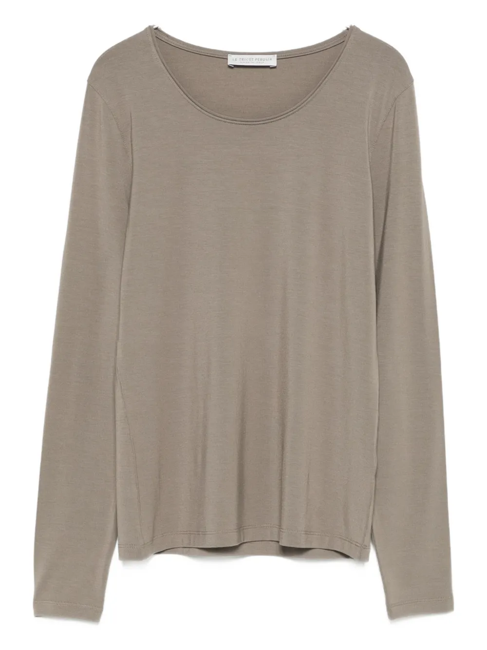 Le Tricot Perugia Crew Neck Blouse In Brown