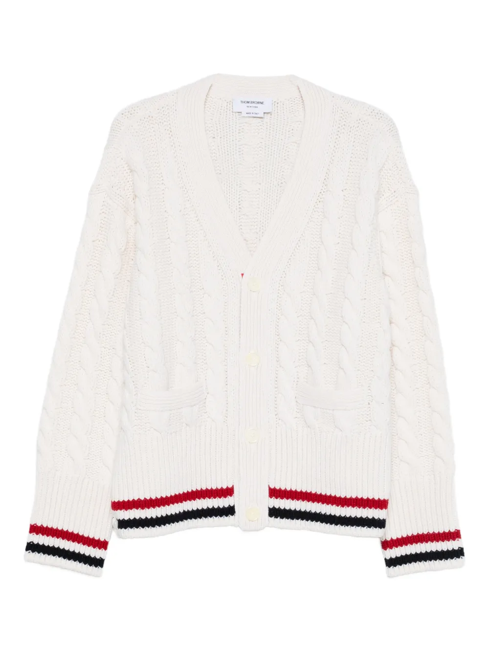 Thom Browne Cable Knit wool cardigan | White | Image 1