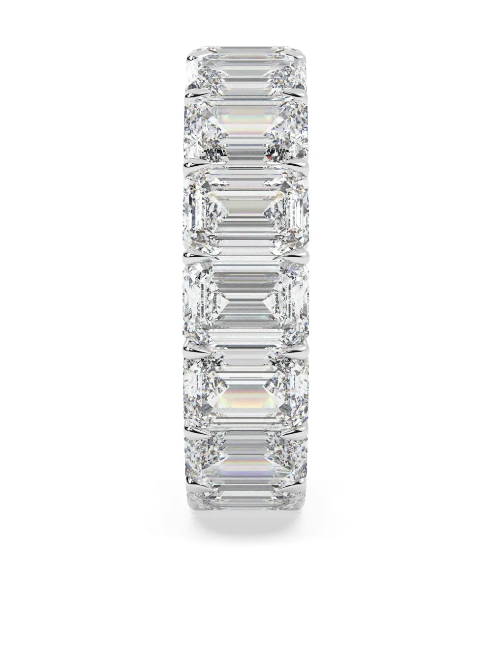 Tilla 14k White Gold Emerald Lab Grown Diamond Wedding Band Ring In Silver