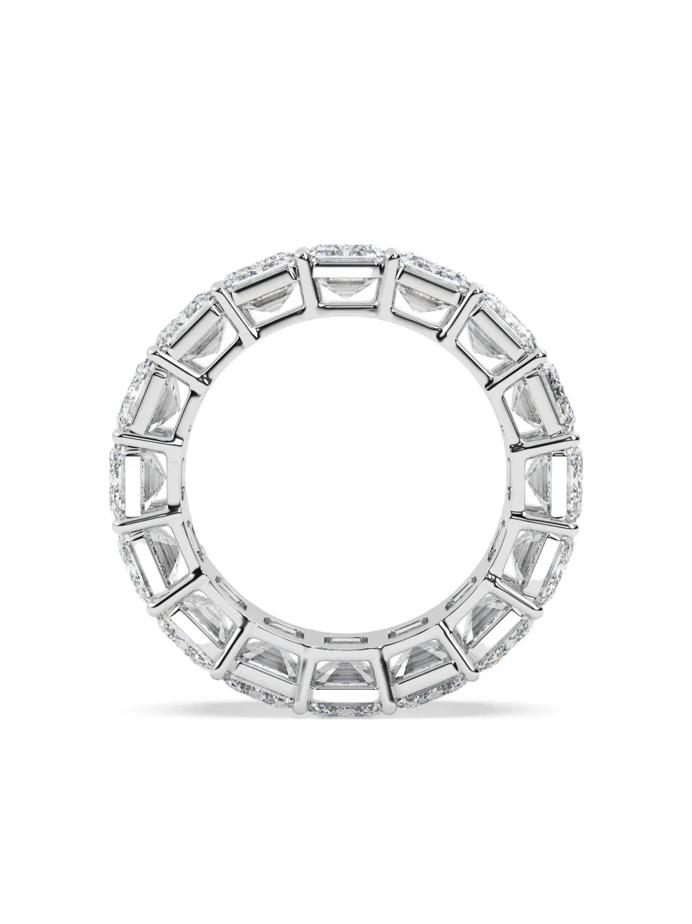 Tilla 14k White Gold Emerald Lab Grown Diamond Wedding Band Ring In Silver