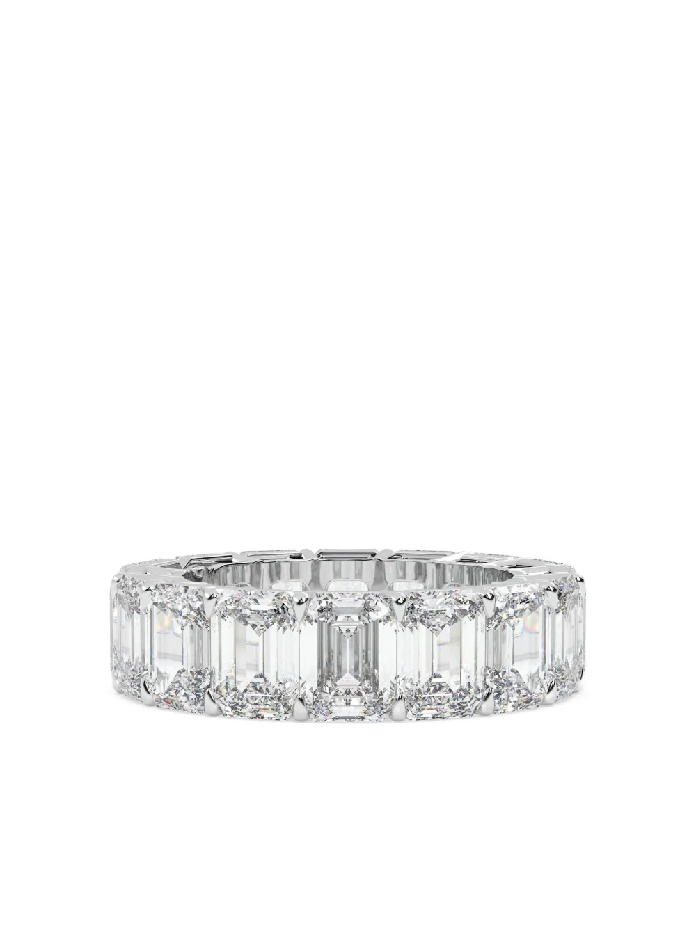 Tilla 14k White Gold Emerald Lab Grown Diamond Wedding Band Ring In Silver