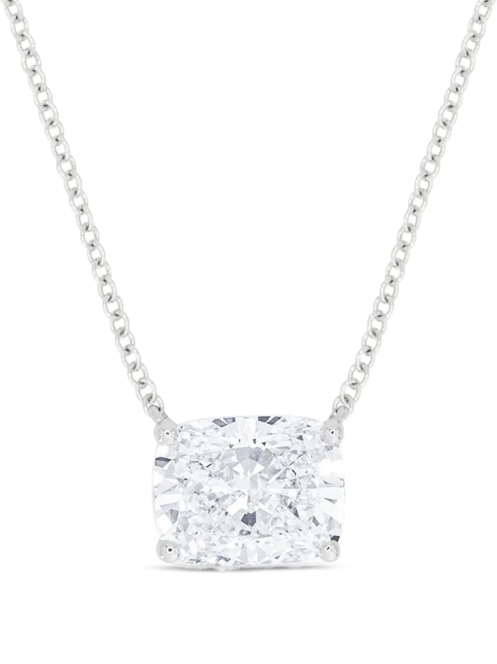 Tilla 14K white gold diamond solitaire necklace | Silver | Image 1