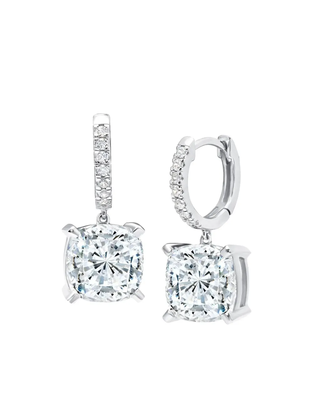 Tilla 14k White Gold Diamond Dangling Earrings In Silver