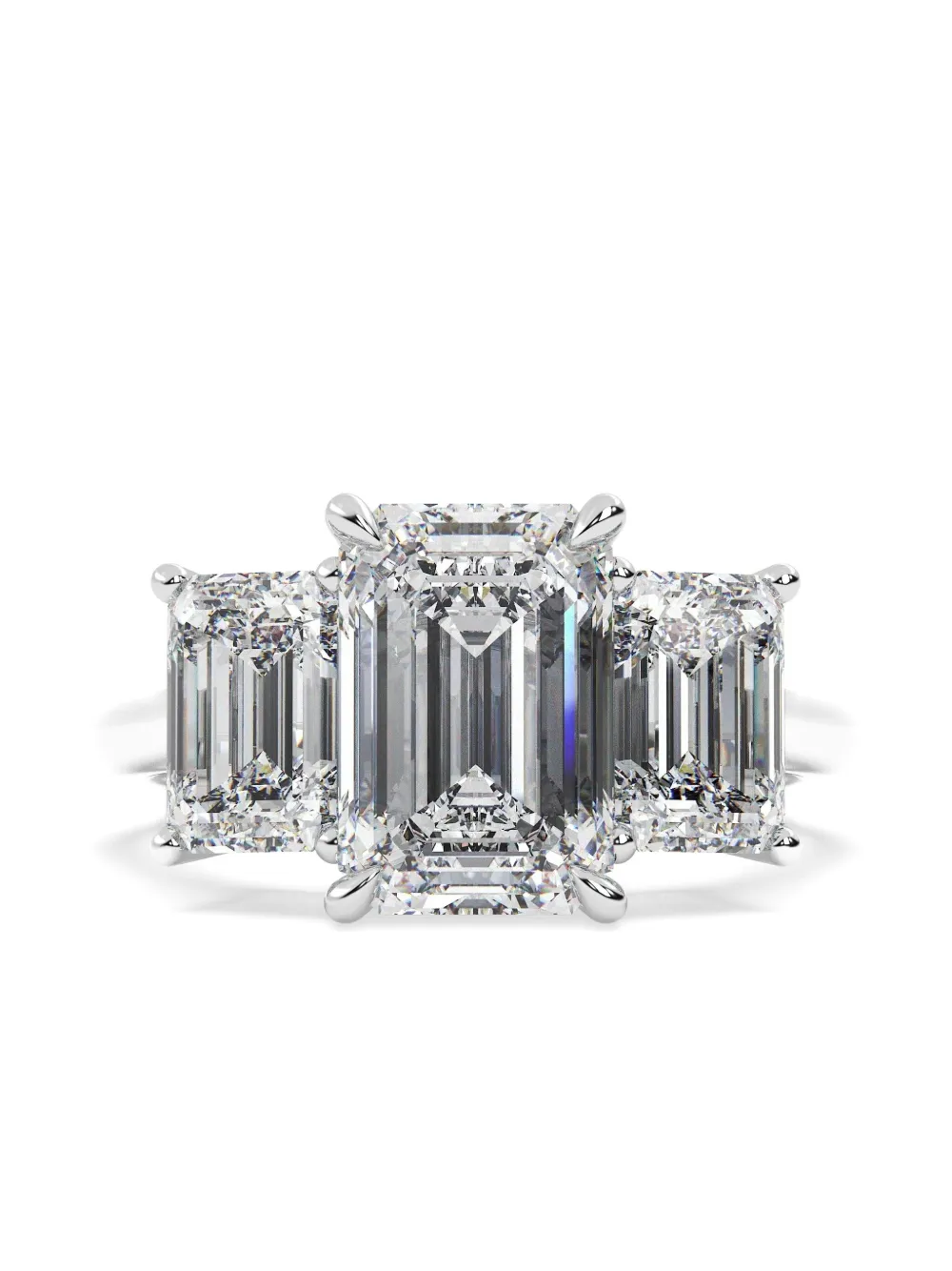 Tilla 14K white gold emerald lab-grown diamond ring | Silver | Image 1
