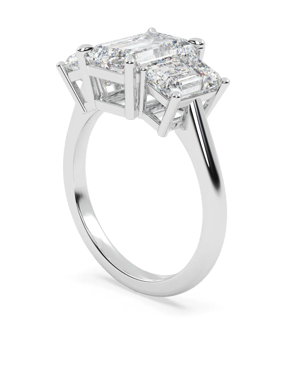  Tilla 14k White Gold Emerald Lab-grown Diamond Ring - Silver 
