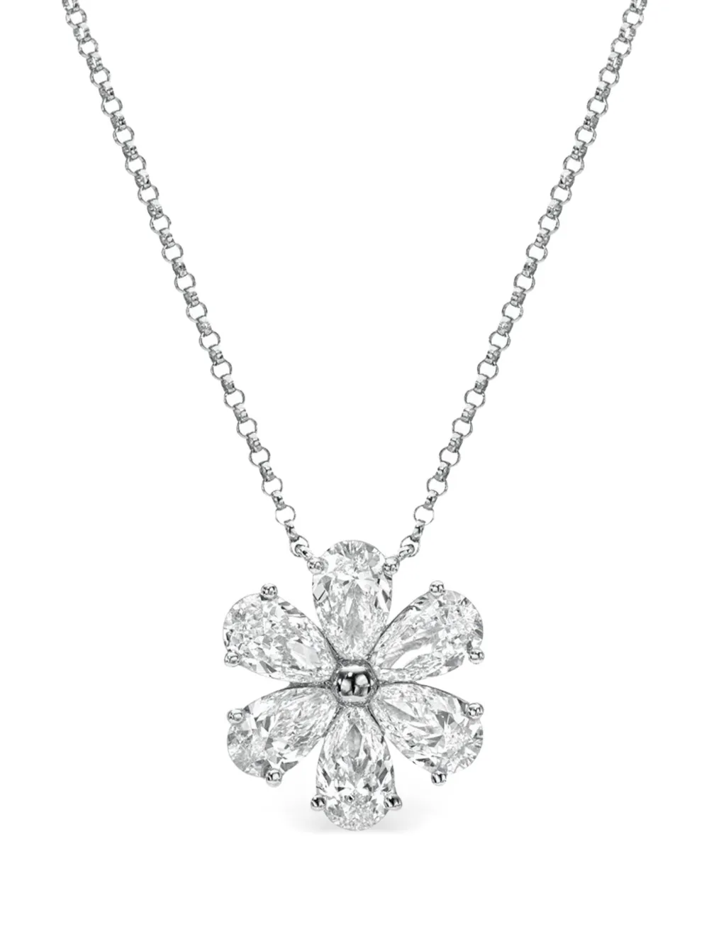 Tilla 14K white gold diamond cluster necklace | Silver | Image 1