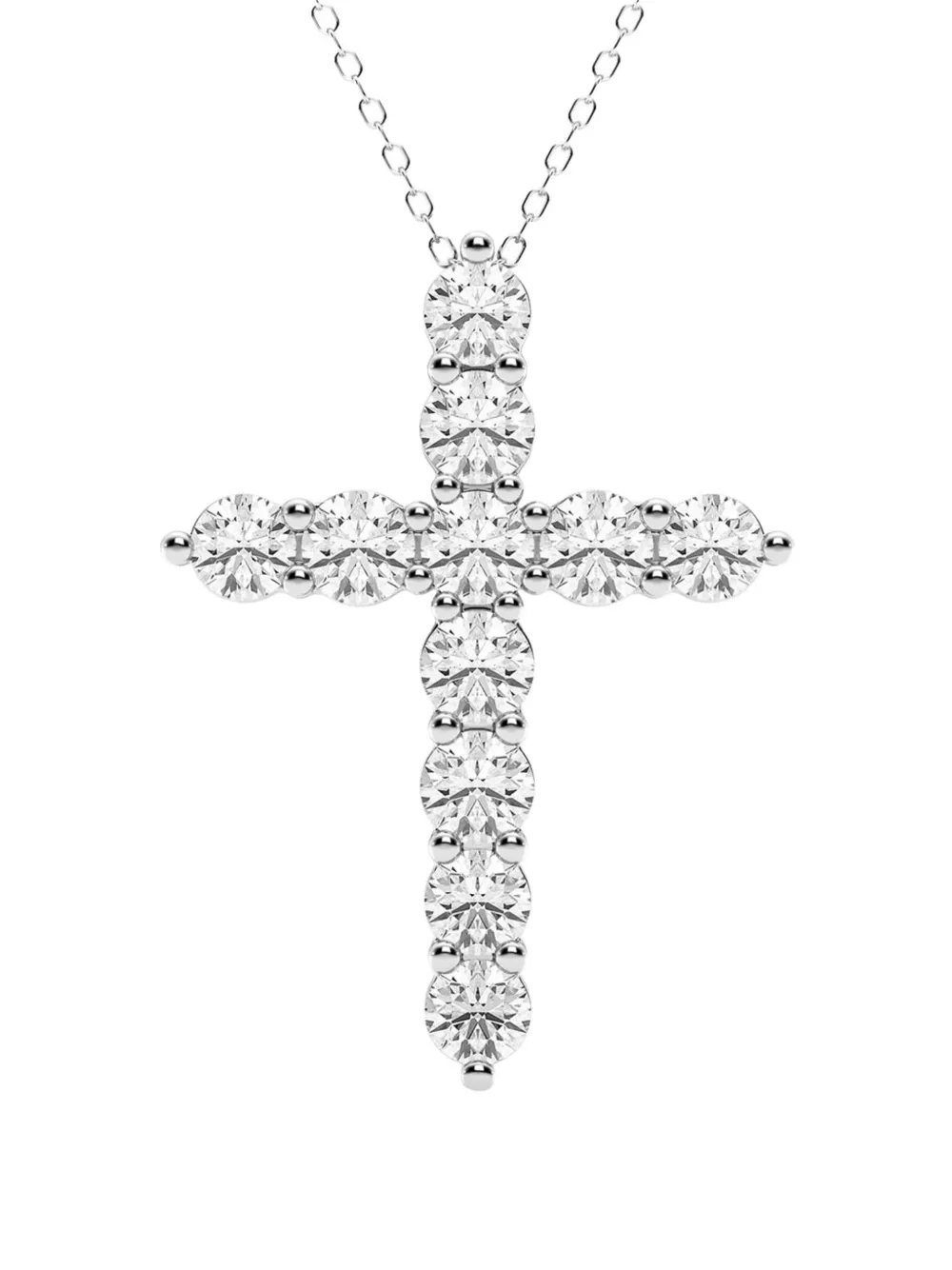 Tilla 14k White Gold Diamond Cross Necklace In Metallic