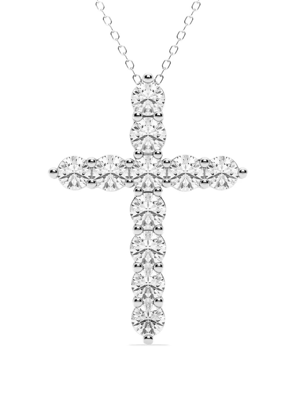 Tilla 14K white gold diamond cross necklace | Silver | Image 1