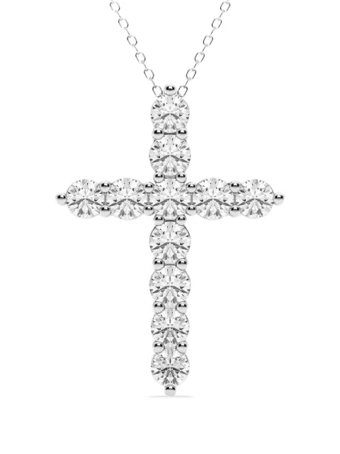 Tilla 14K white gold diamond cross necklace