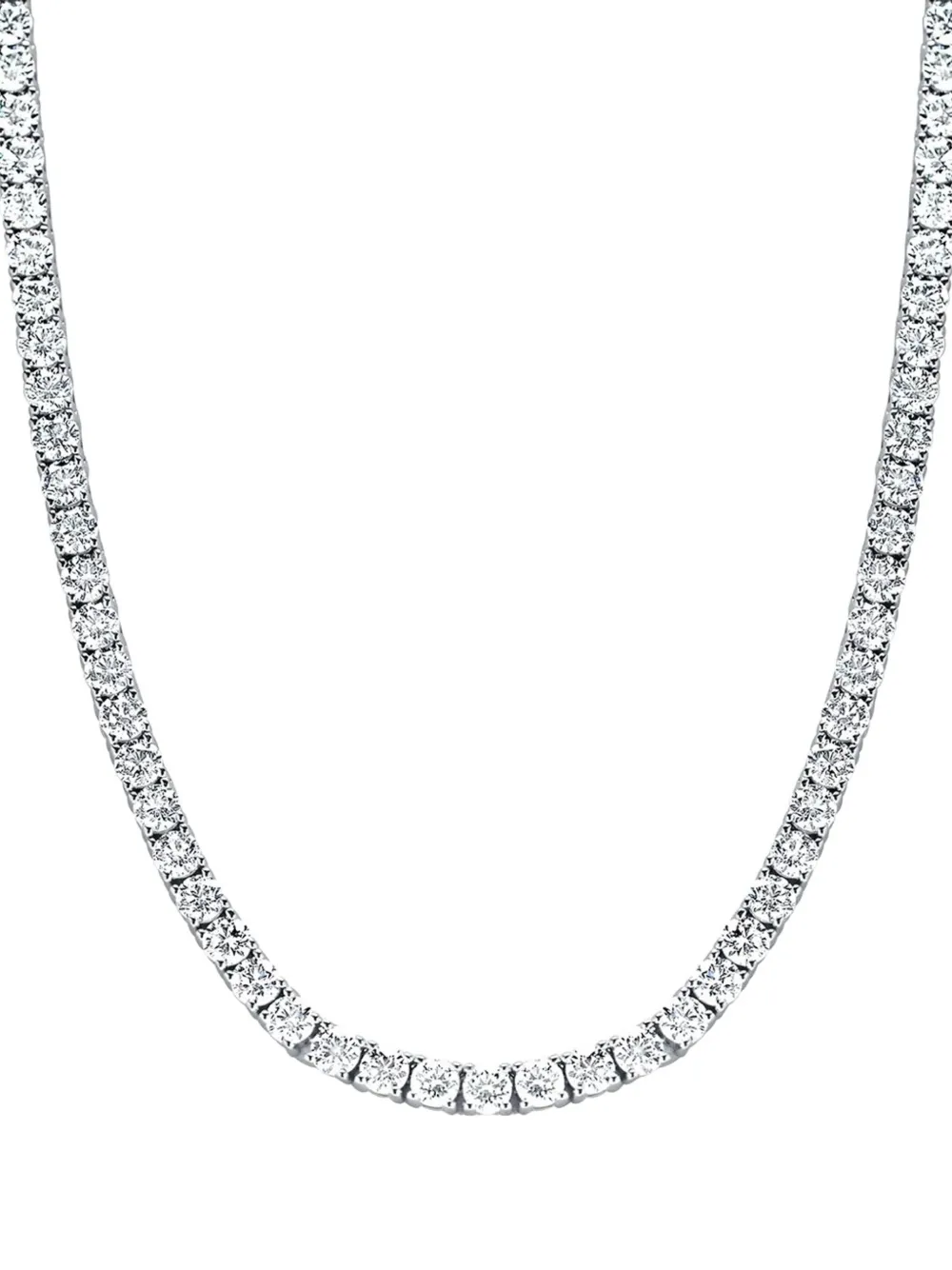 Tilla 14k White Gold Diamond Tennis Necklace In Silver