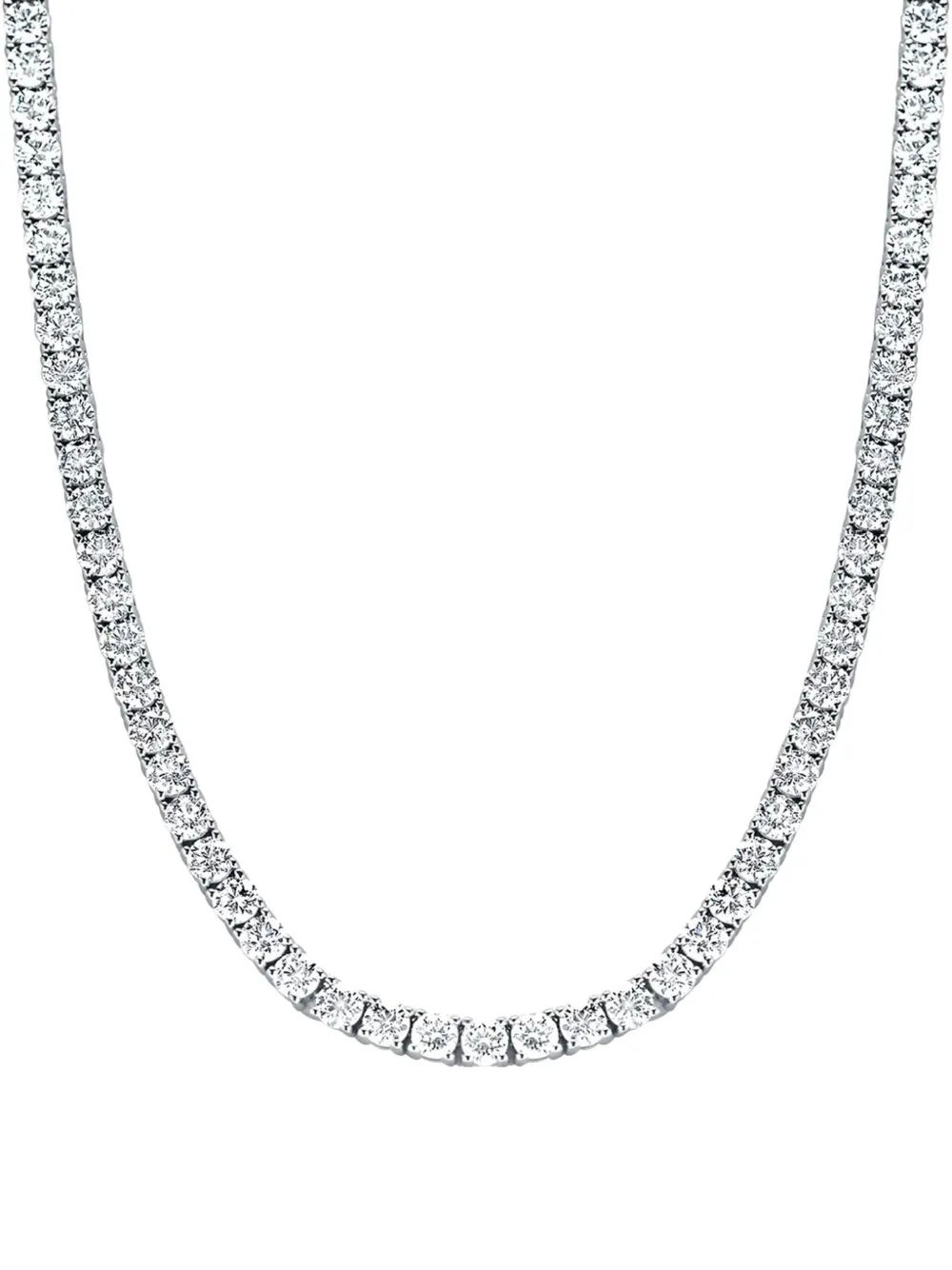 Tilla 14k White Gold Diamond Tennis Necklace In Silver