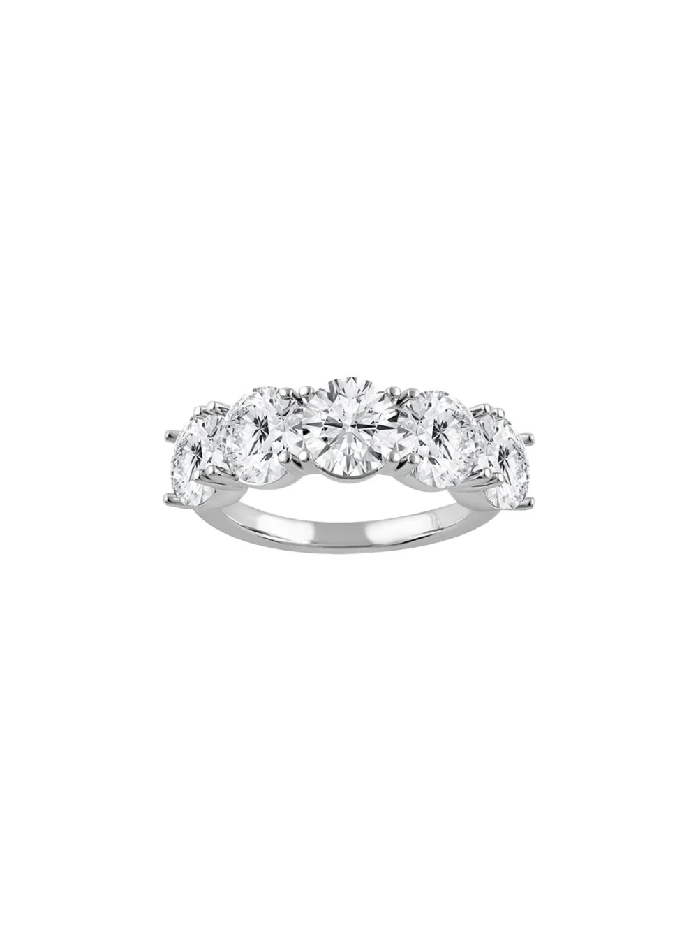 Tilla 14k White Gold Five-stone Lab-grown Diamond Ring In Silver
