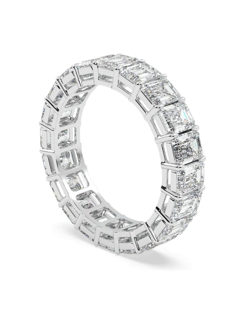 Tilla 14k White Gold Emerald Diamond Wedding Ring In Silver
