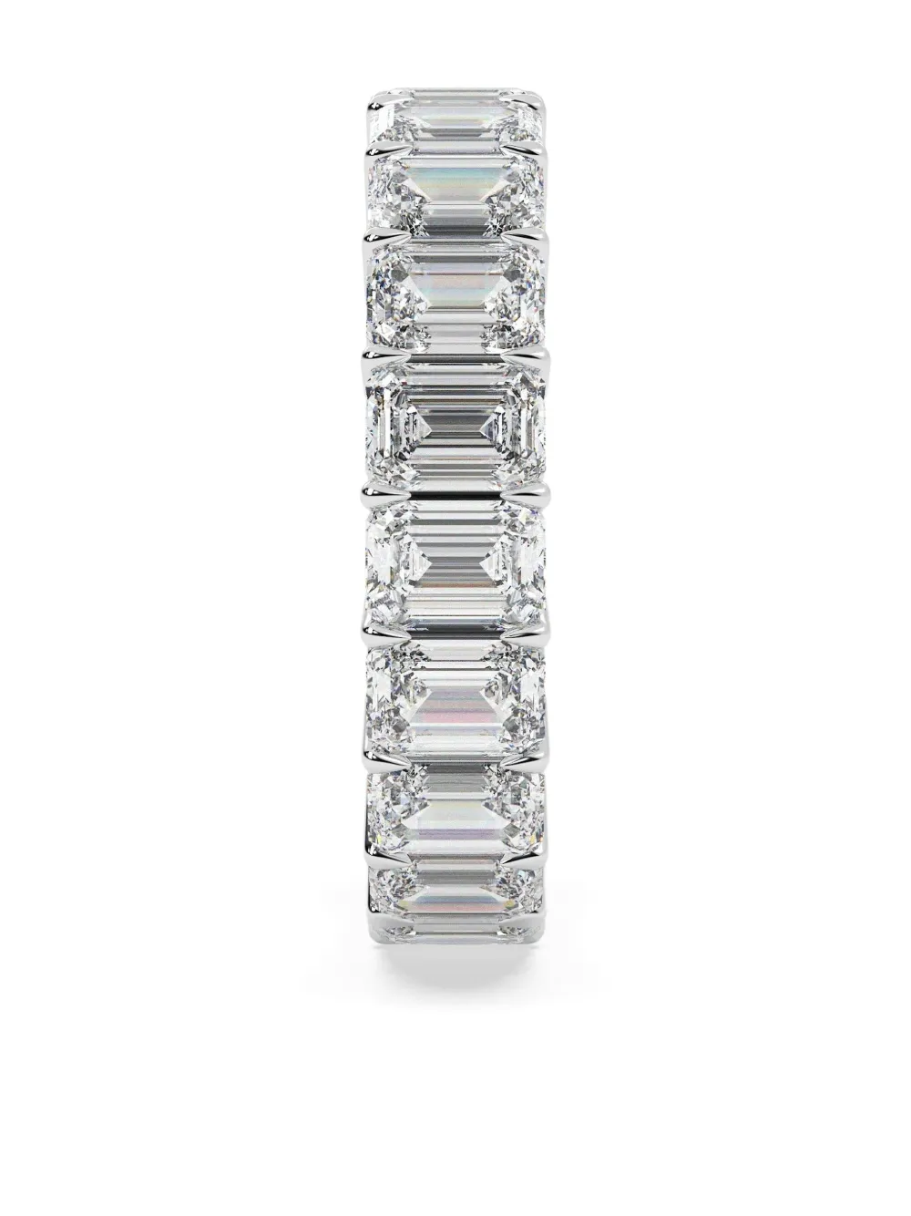 Tilla 14k White Gold Emerald Diamond Wedding Ring In Silver