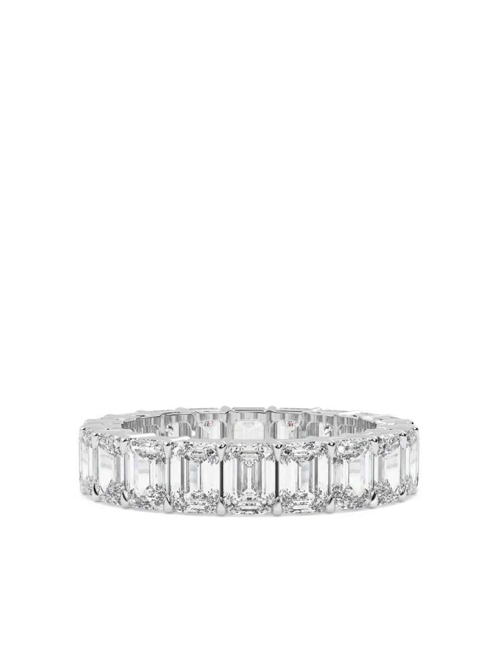 Tilla 14k White Gold Emerald Diamond Wedding Ring In Silver