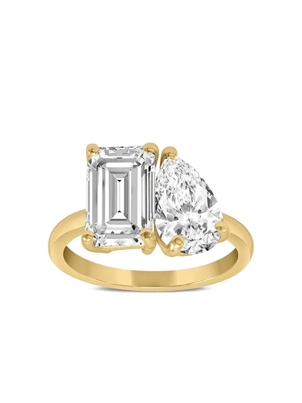 Tilla 14k Yellow-gold Toi Et Moi Lab-grown Diamond Ring In Gold