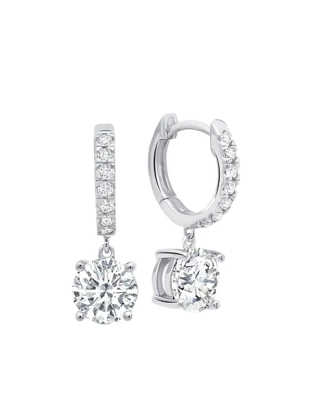 Tilla 14k White Gold Lab-grown Diamond Dangling Earrings In Silver