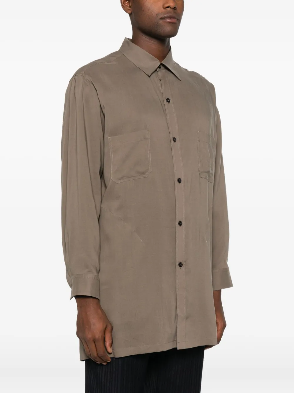 Yohji Yamamoto Long Sleeve Shirt In Brown