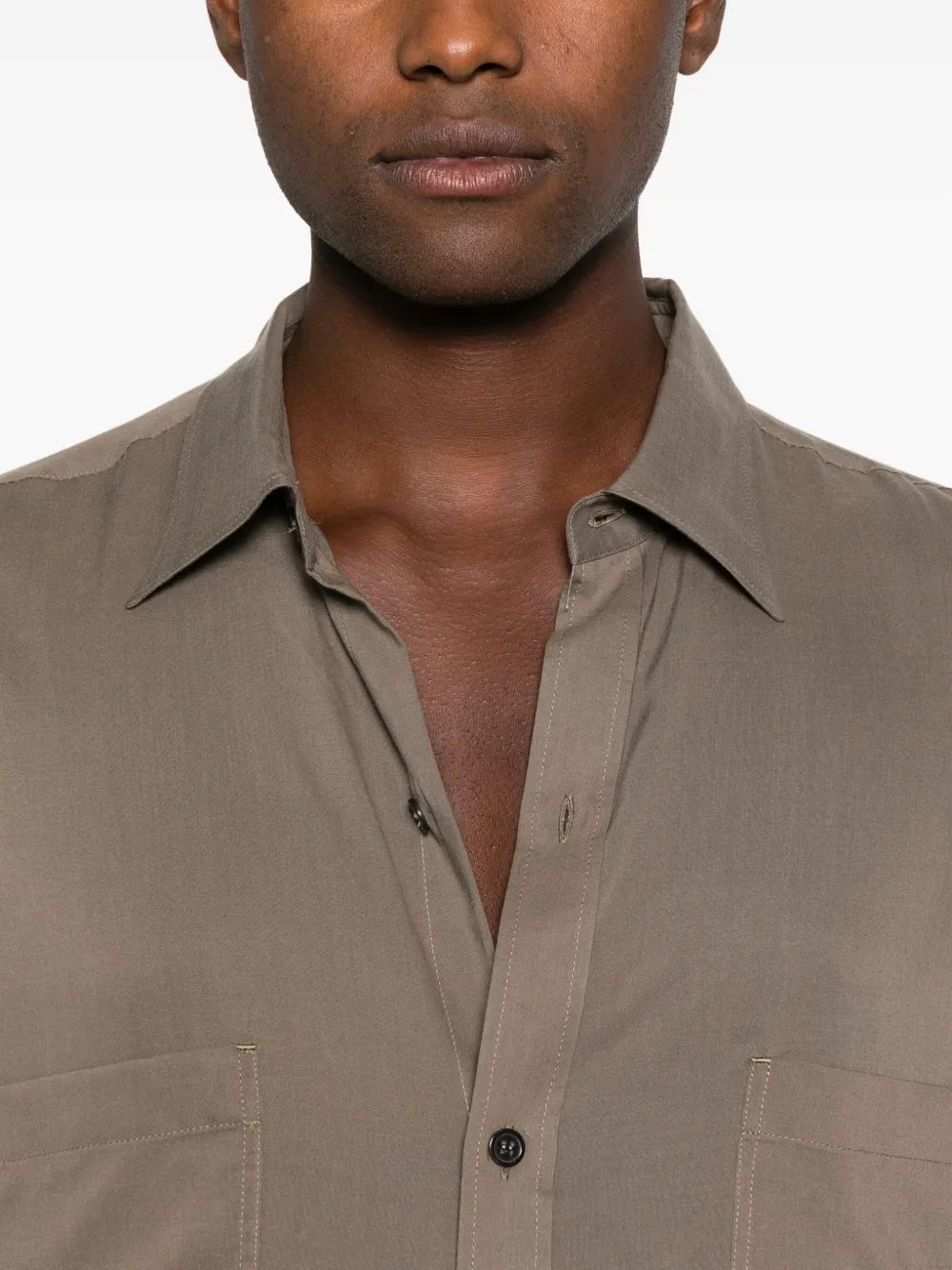 Yohji Yamamoto Long Sleeve Shirt In Brown