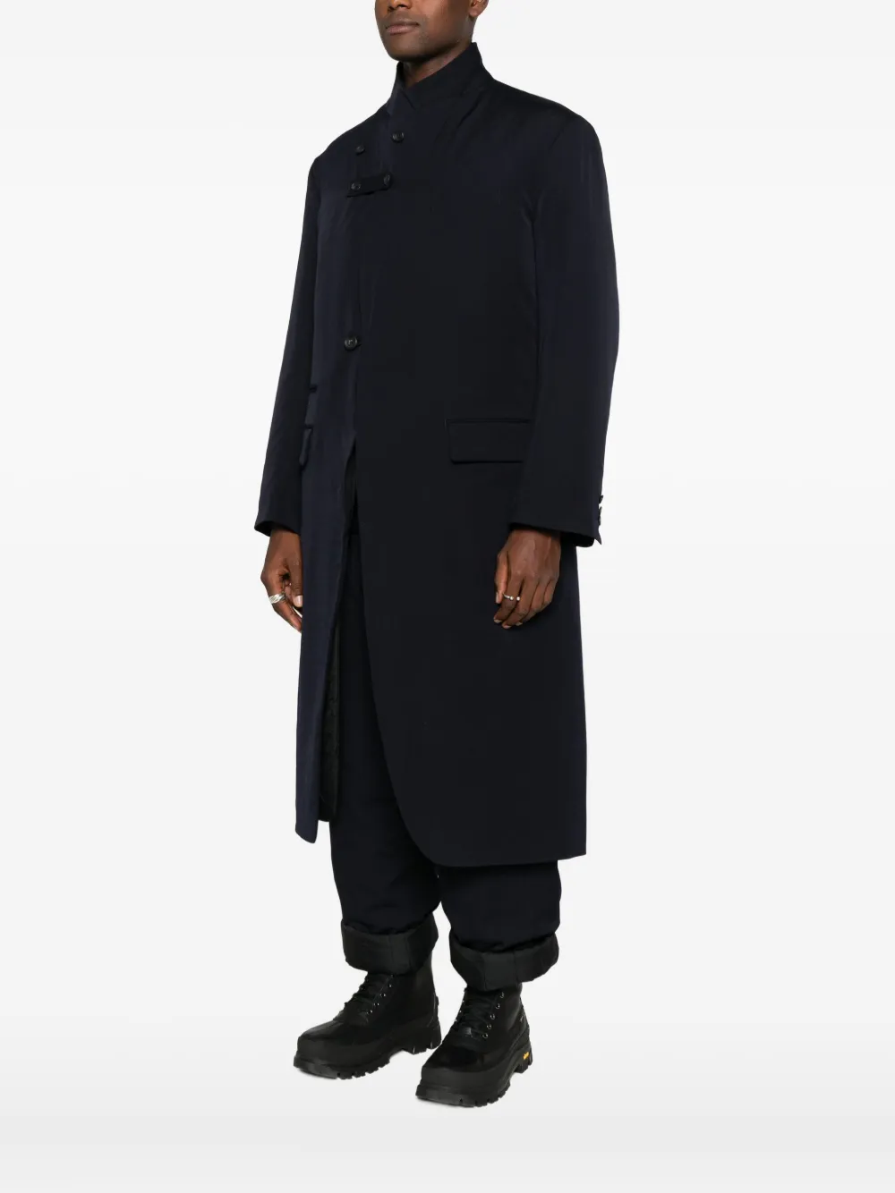 Yohji Yamamoto Wool Single-breasted Coat In Black