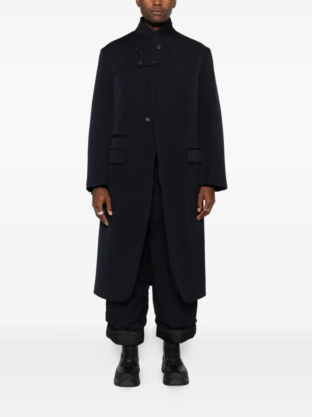 Yohji Yamamoto Wool Single-breasted Coat In Black