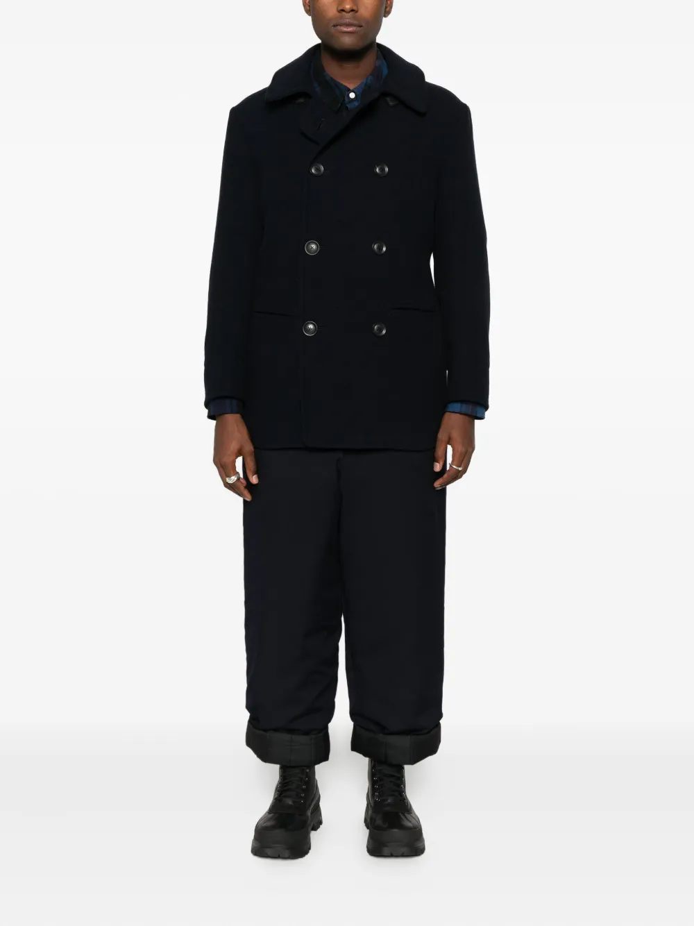 Yohji Yamamoto Double-breasted Coat In Black