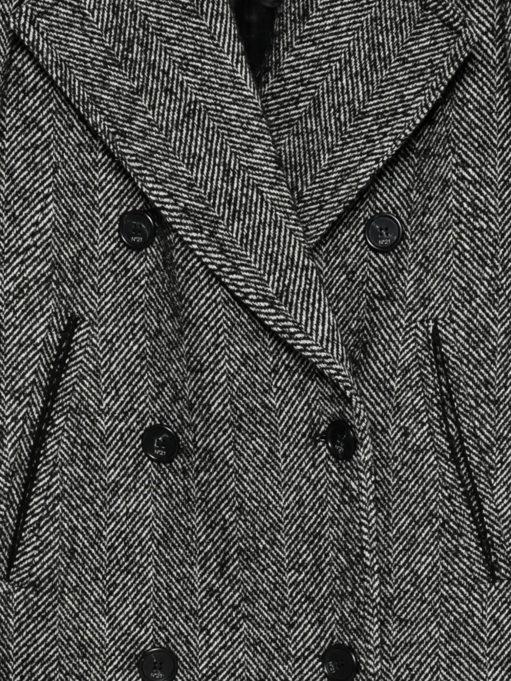  Nº21 Double-breasted Woven Coat - Grey 