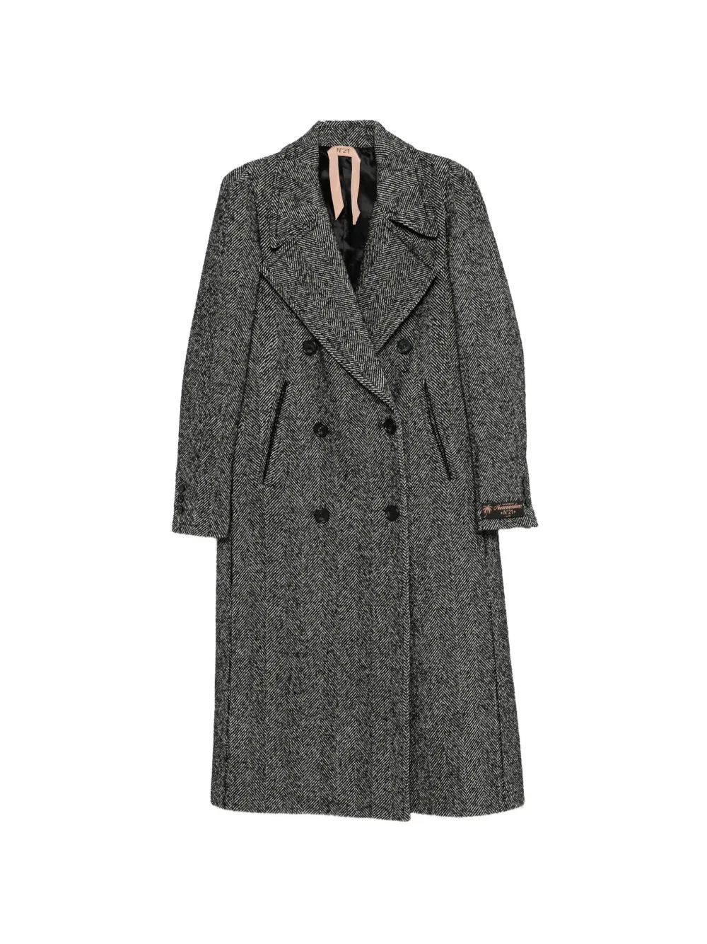 Nº21 double-breasted woven coat - Grigio
