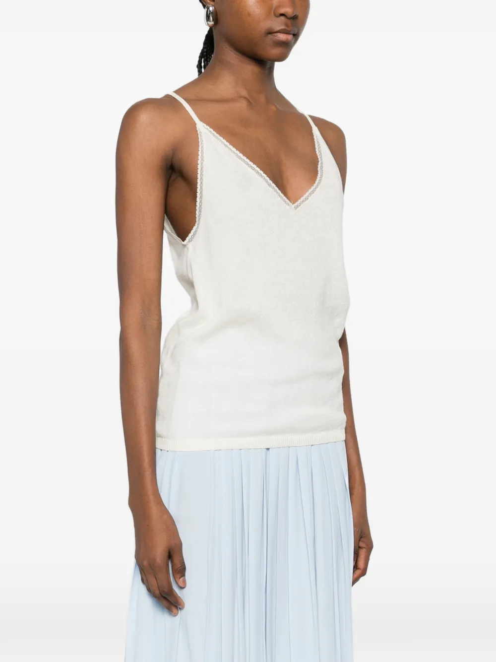  Nº21 V-neck Top - White 