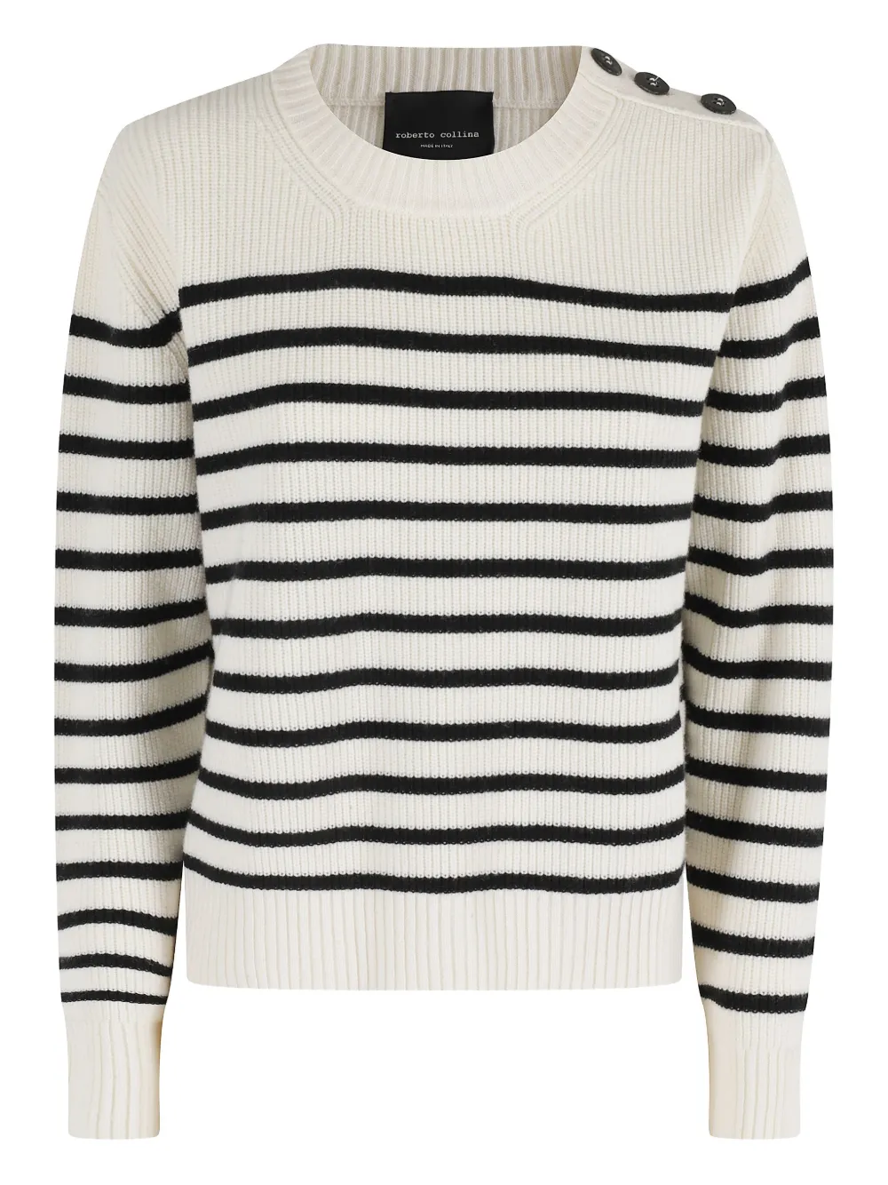 Roberto Collina Maglione a righe - Bianco