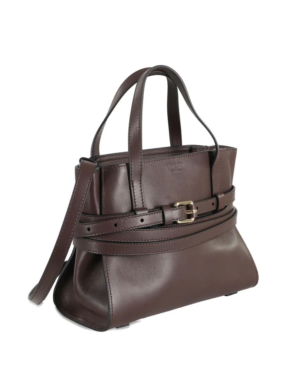 Moschino Small Tie Me Buckle-strap Tote Bag In Brown