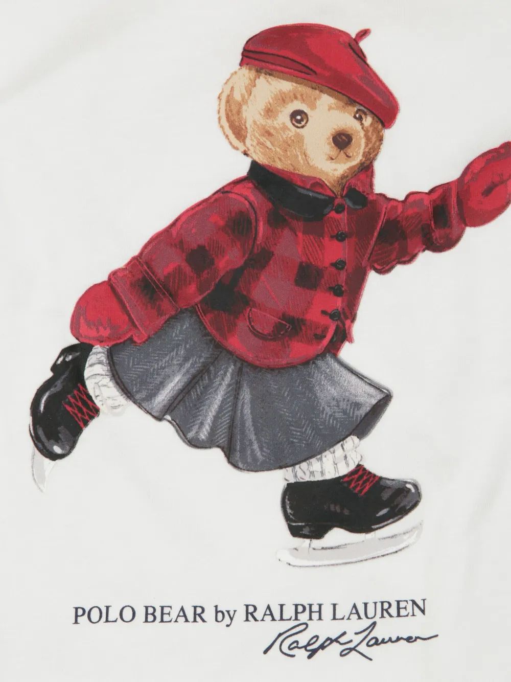 POLO RALPH LAUREN KIDS T SHIRT MANICA LUNGA TEDDY PATTINATRICE Wit