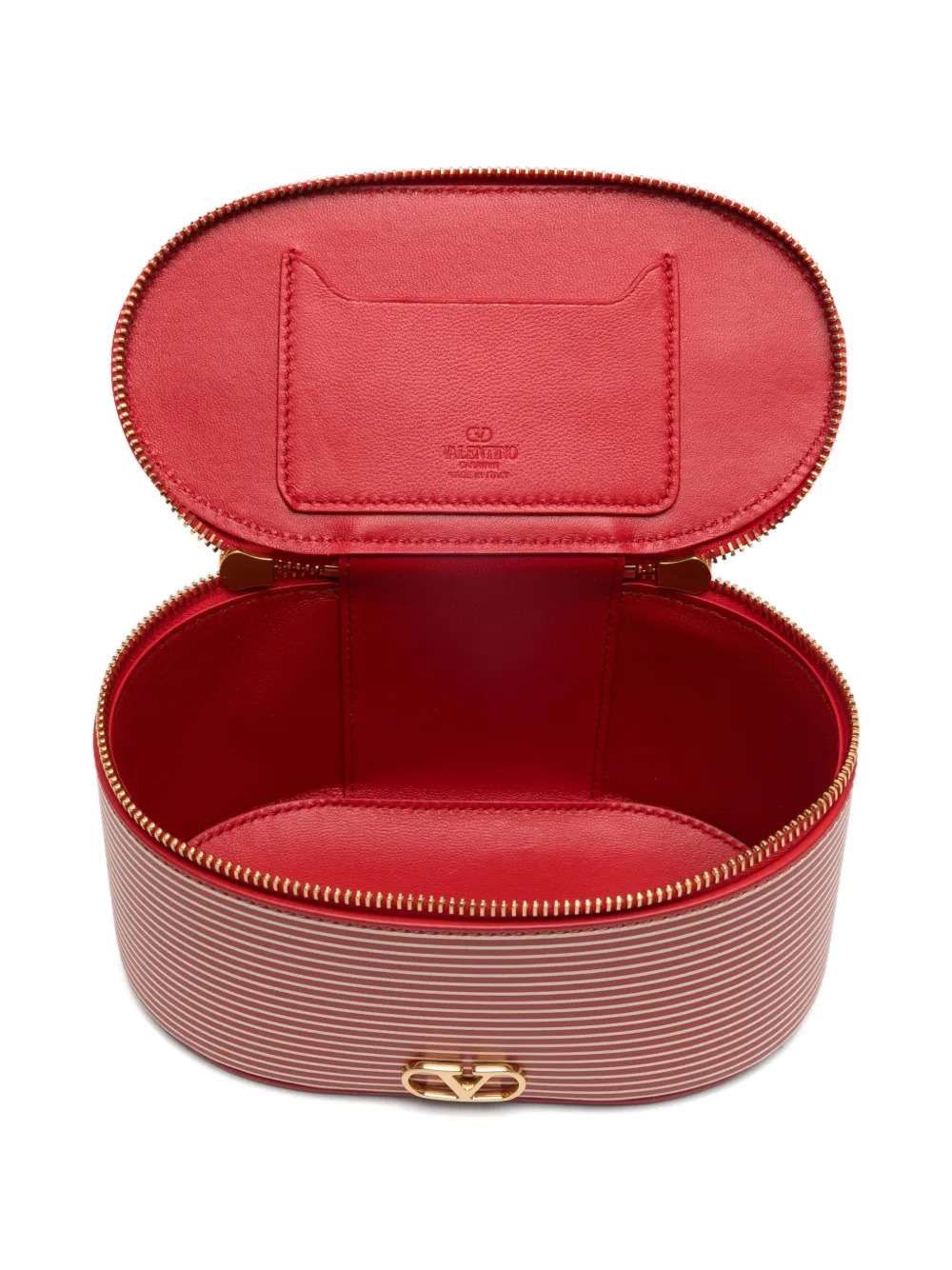 Valentino Garavani Gestreepte toilettas met logo Rood