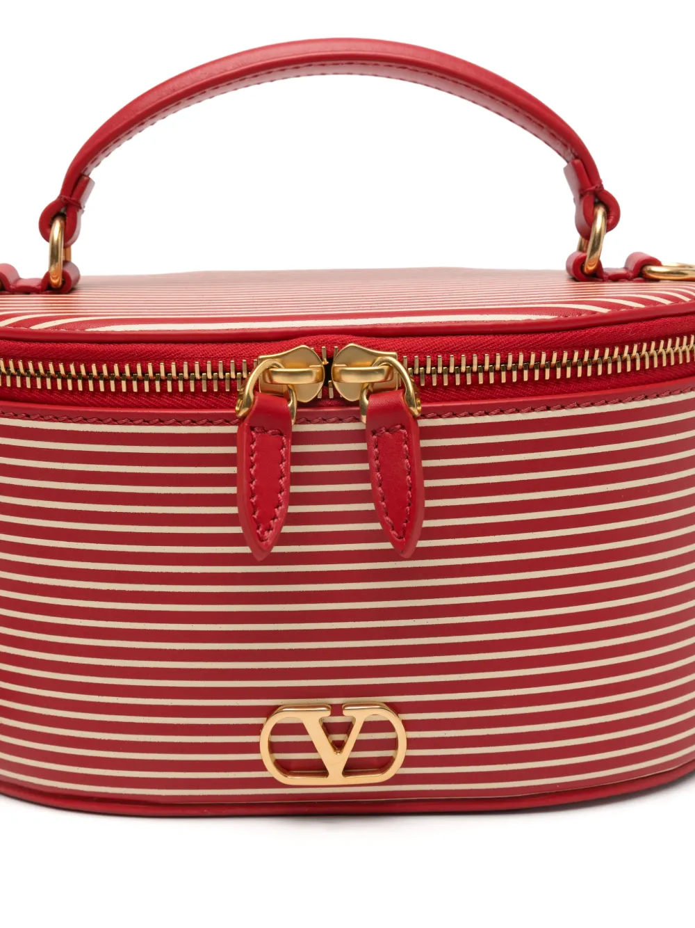 Valentino Garavani Gestreepte toilettas met logo Rood