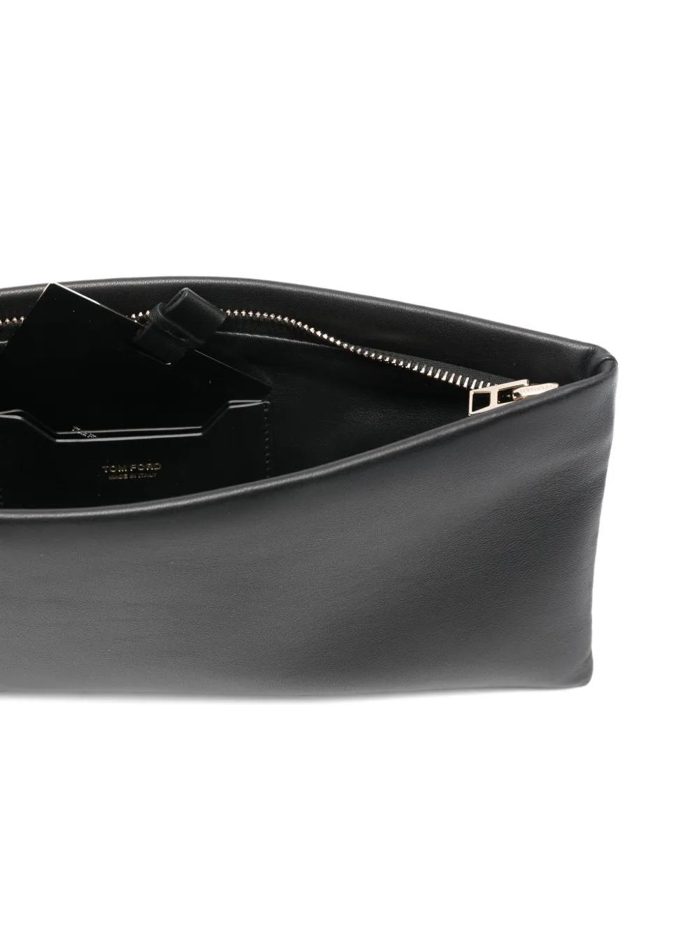 TOM FORD Aura leren clutch met ring Zwart