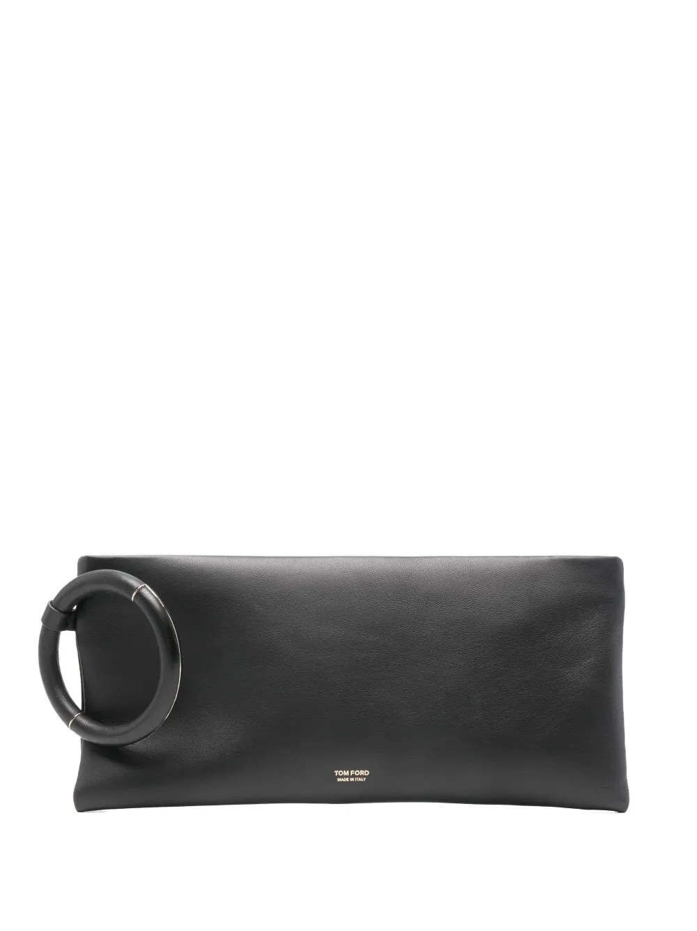 TOM FORD ring leather clutch bag - Nero