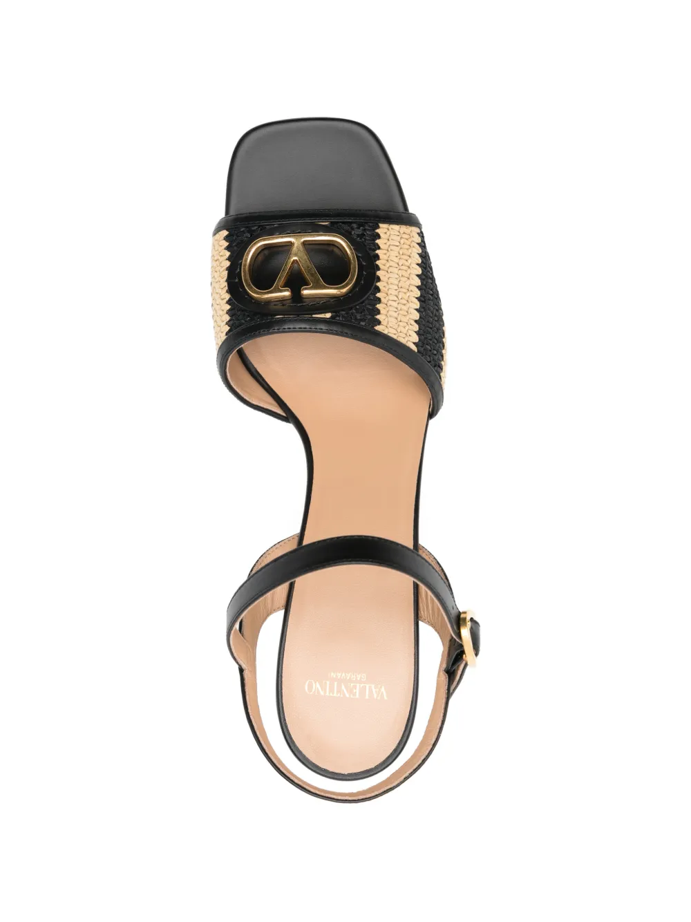 Valentino Garavani VLogo raffia sandals Zwart