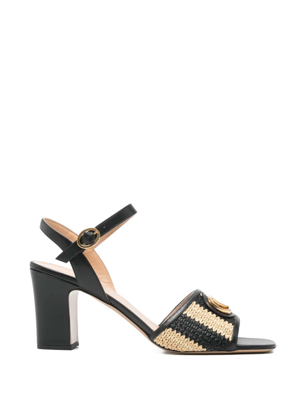 Valentino Garavani VLogo raffia sandals Zwart