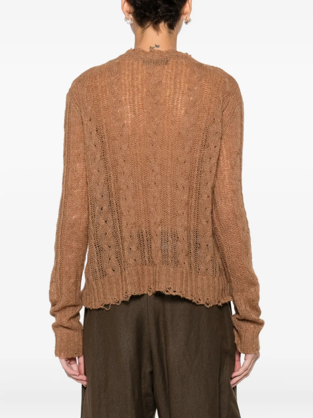 Alanui Kabelgebreide trui met franje Bruin