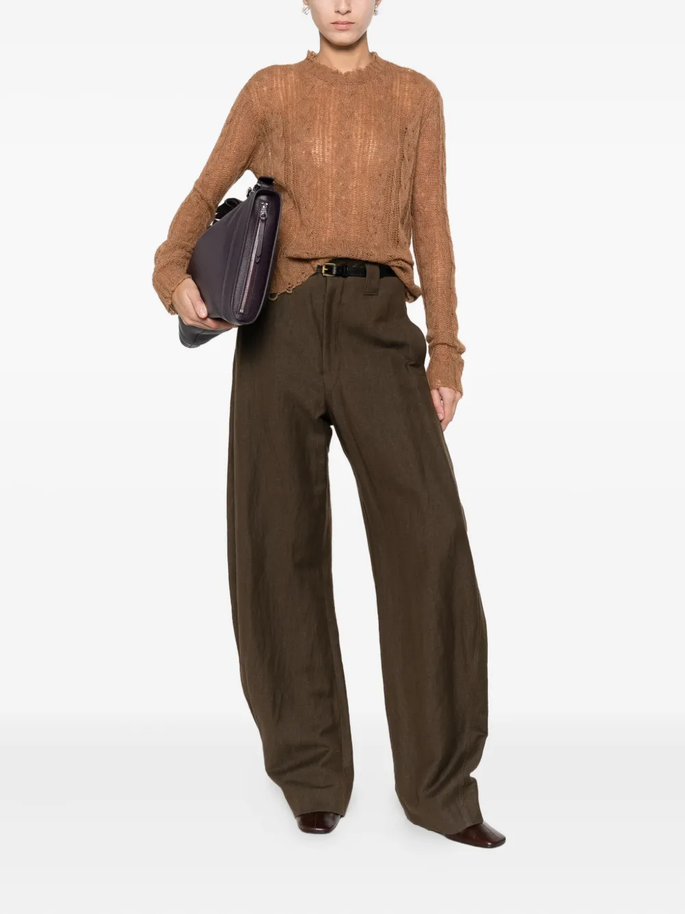 Alanui Kabelgebreide trui met franje Bruin