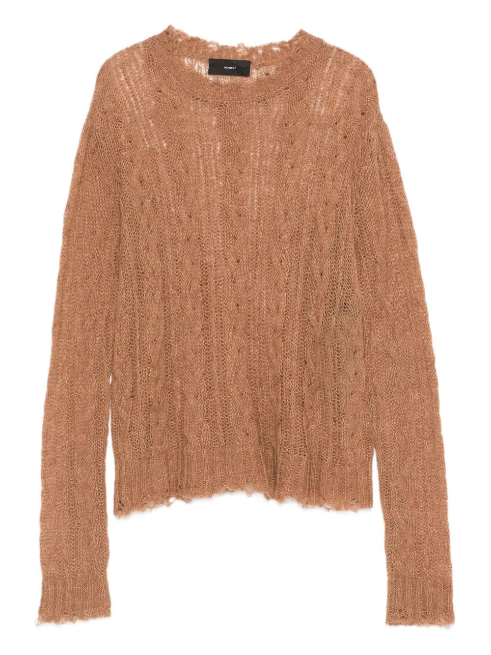Alanui cable-knit frayed sweater - Marrone