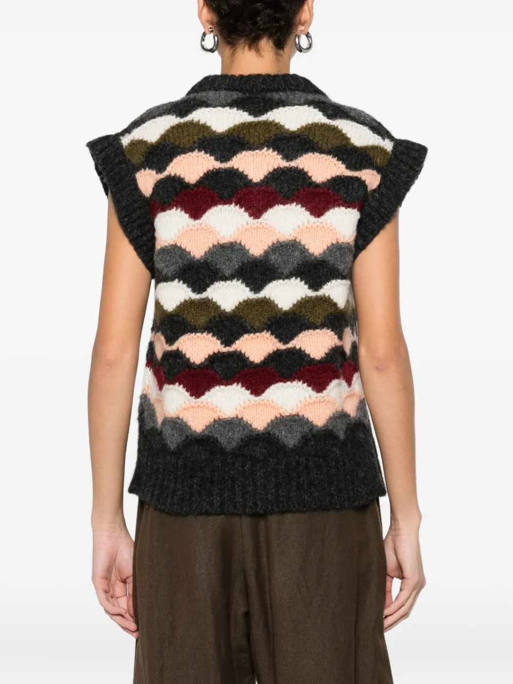 Alanui Chevron Knitted Vest In Multi