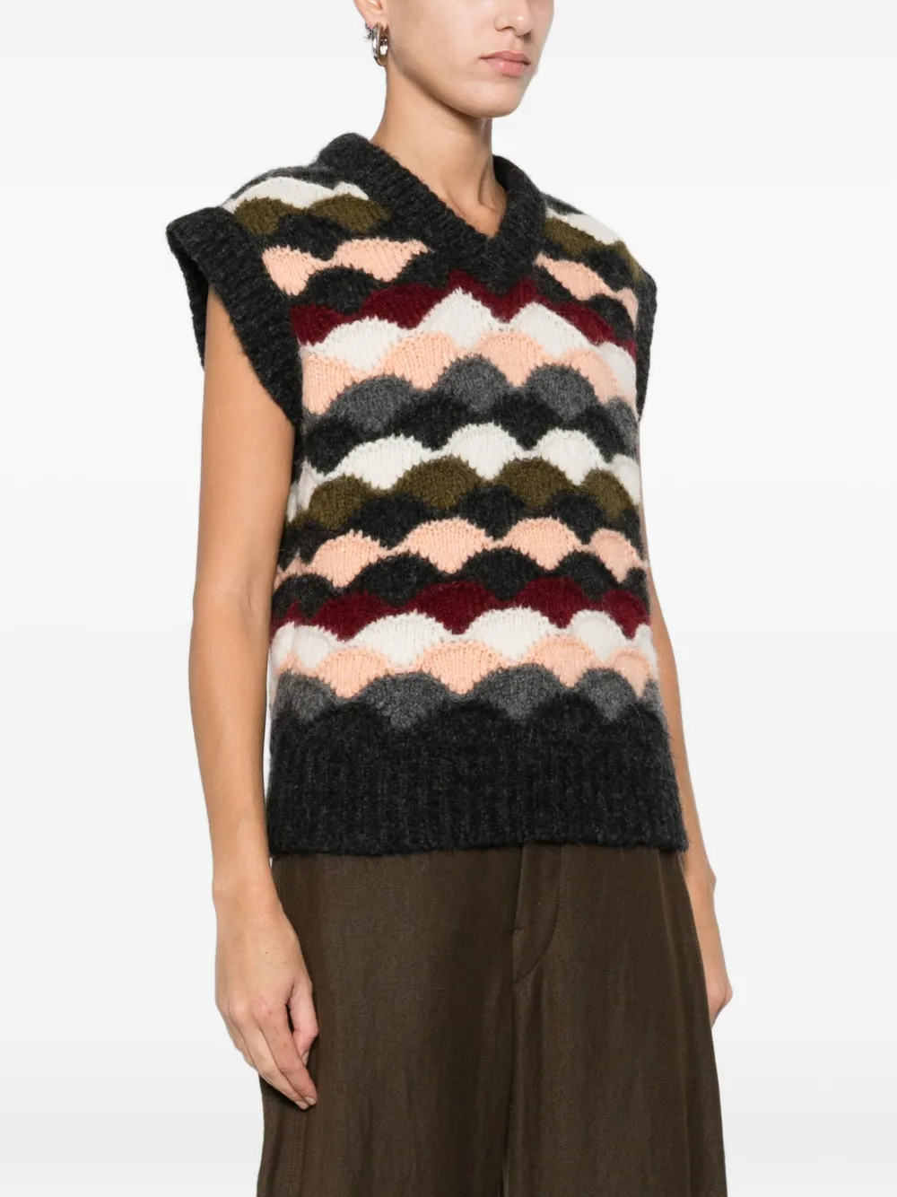 Alanui Chevron Knitted Vest In Multi