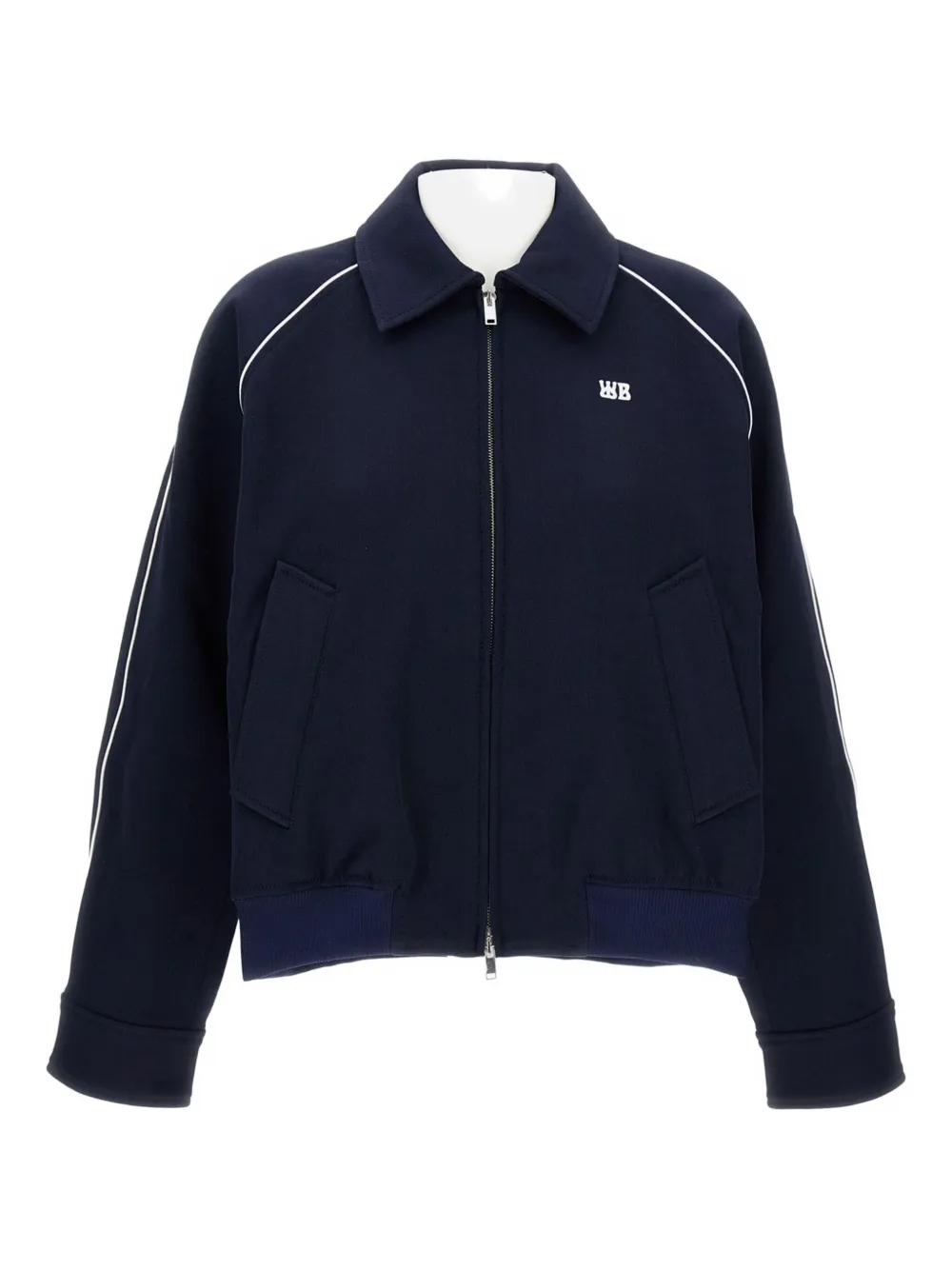 Wales Bonner logo-embroidered zip-up jacket - Blu