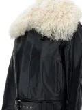 Wales Bonner fur-collar belted jacket - Black