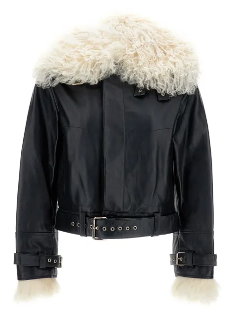 Wales Bonner fur-collar belted jacket