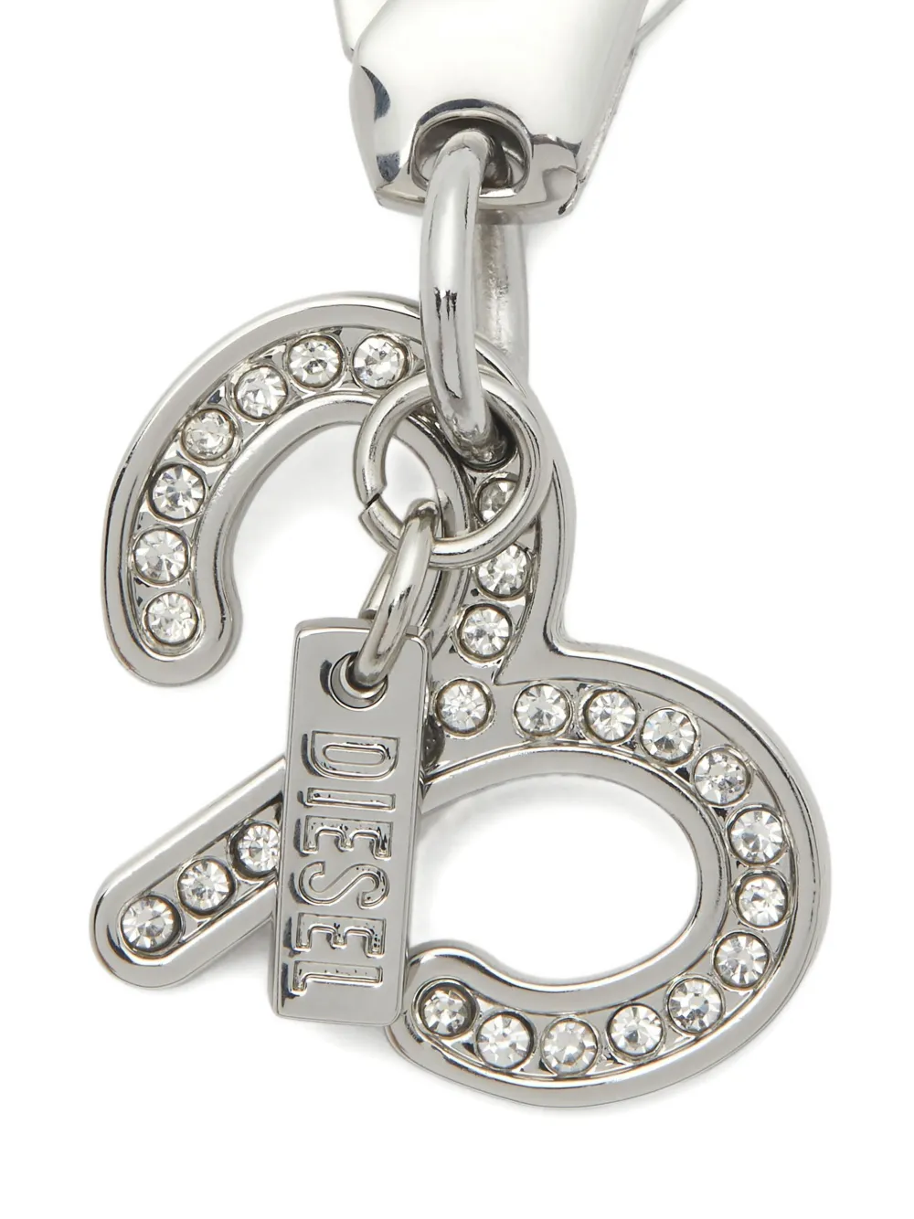 Diesel Aries Crystal Charm Keyring In Gray