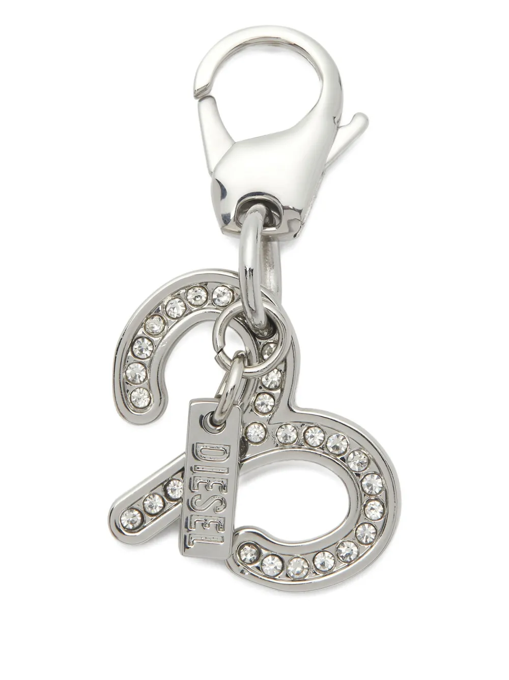 Diesel Aries Crystal Charm Keyring In Gray