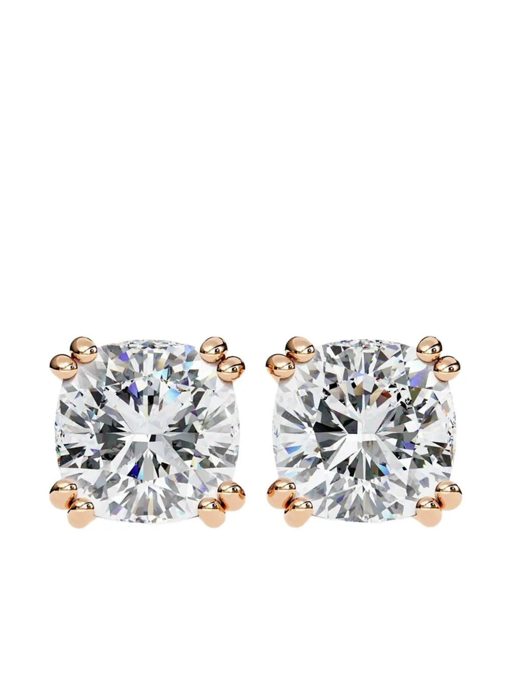 Tilla 14K rose gold cushion diamond stud earrings | Gold | Image 1